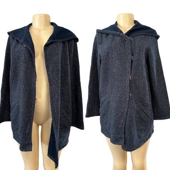 Max Studio Weekend Blue Cotton Jacket Asymmetrical Long‎ Loungewear Sweatshirt M - Picture 1 of 11
